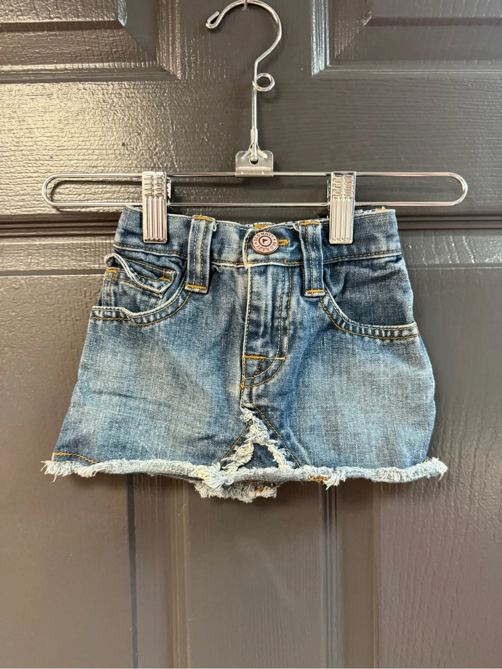 Vintage Y2K Old Navy Blue Distressed Denim Mini Skirt